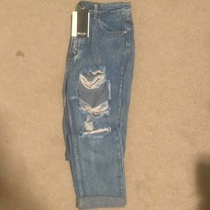 Nasty gal mid wash ripped jeans